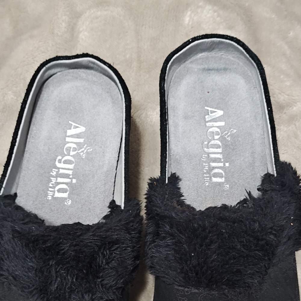 Alegria Isabelle Black Beauty Mules Women's Fur-Lined Shoes size 38/7.5-8 - Picture 3 of 11